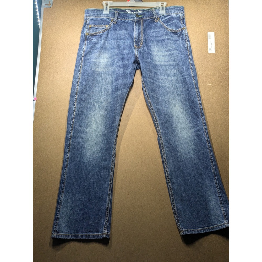 Wrangler Retro Slim Straight Jeans Mens 36x30 Medium Wash Denim WLT88BZ